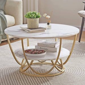 round coffee table with Storage Shelves